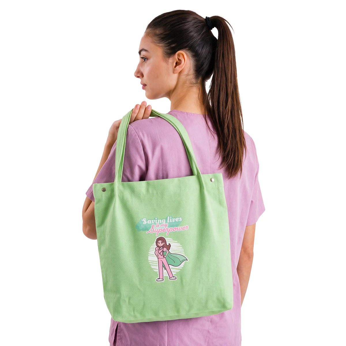 Tote Bag para Enfemeras Verde de Nurse is Love para enfermería y sanidad