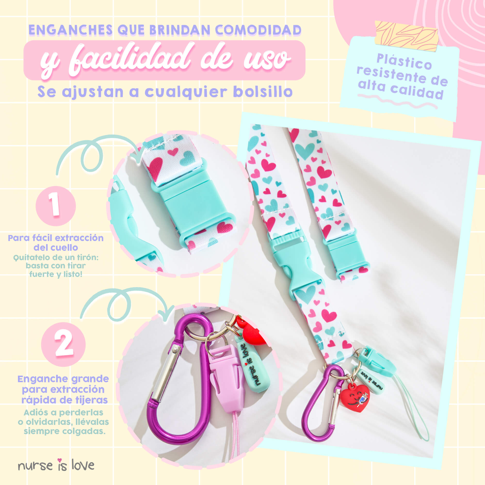 Lanyard Aqua Corazones