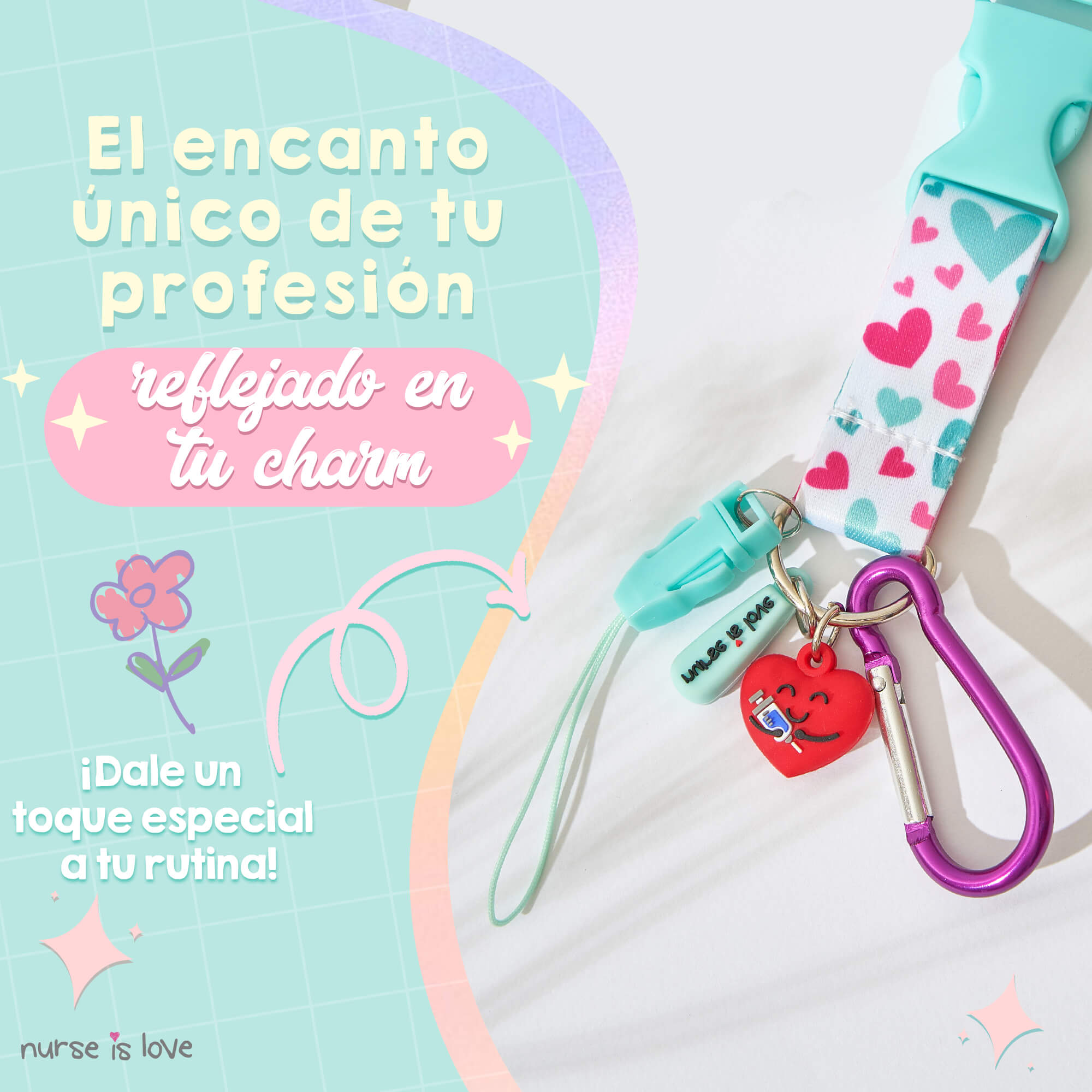 Lanyard Aqua Corazones