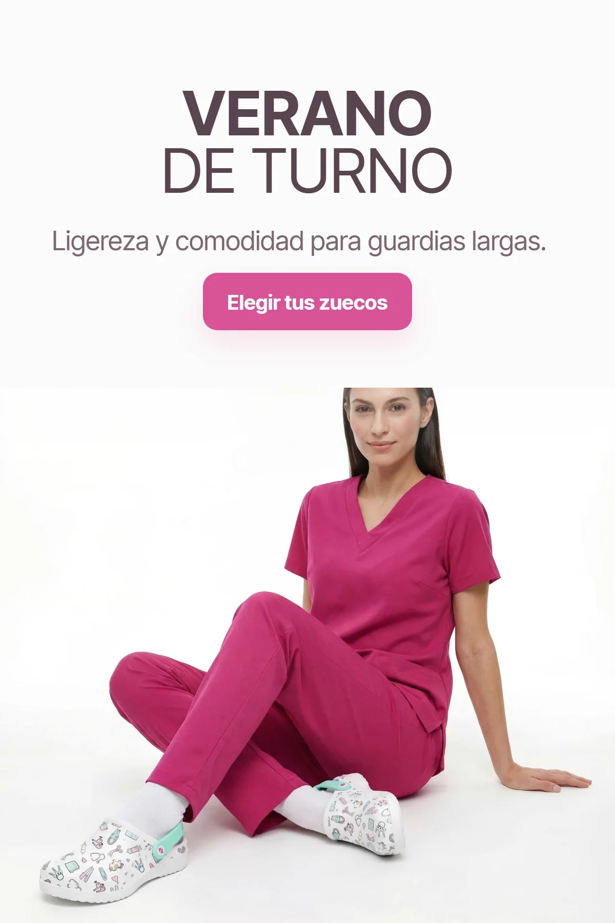 Banner mobile verano de turno con zuecos para enfermeras