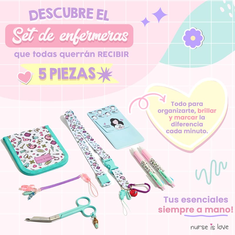 Set de Enfermeras Aqua con Tijera Pico de Pato