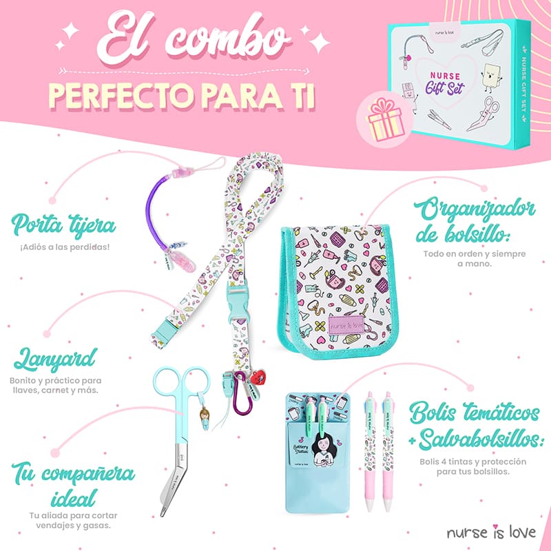 Set de Enfermeras Aqua con Tijera Pico de Pato