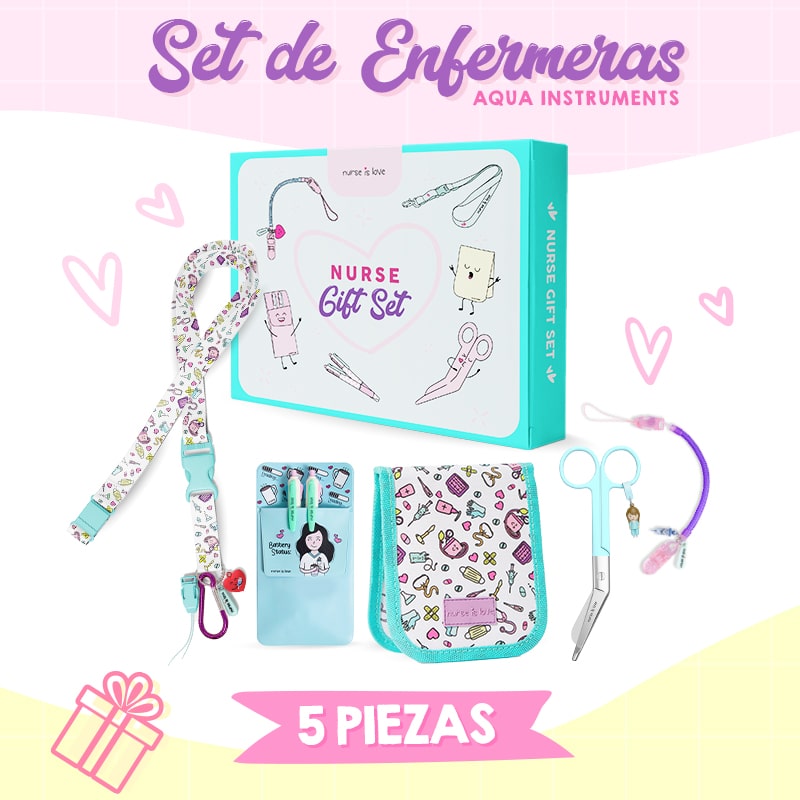 Set de Enfermeras Aqua con Tijera Pico de Pato