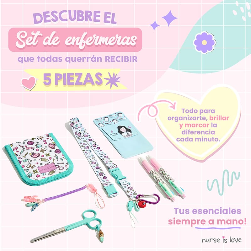 Set de Enfermeras Aqua con Tijera Recta