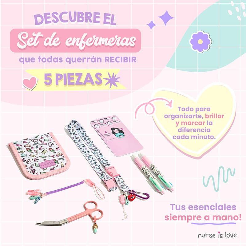 Set de Enfermera Rosa con Tijera Pico de Pato