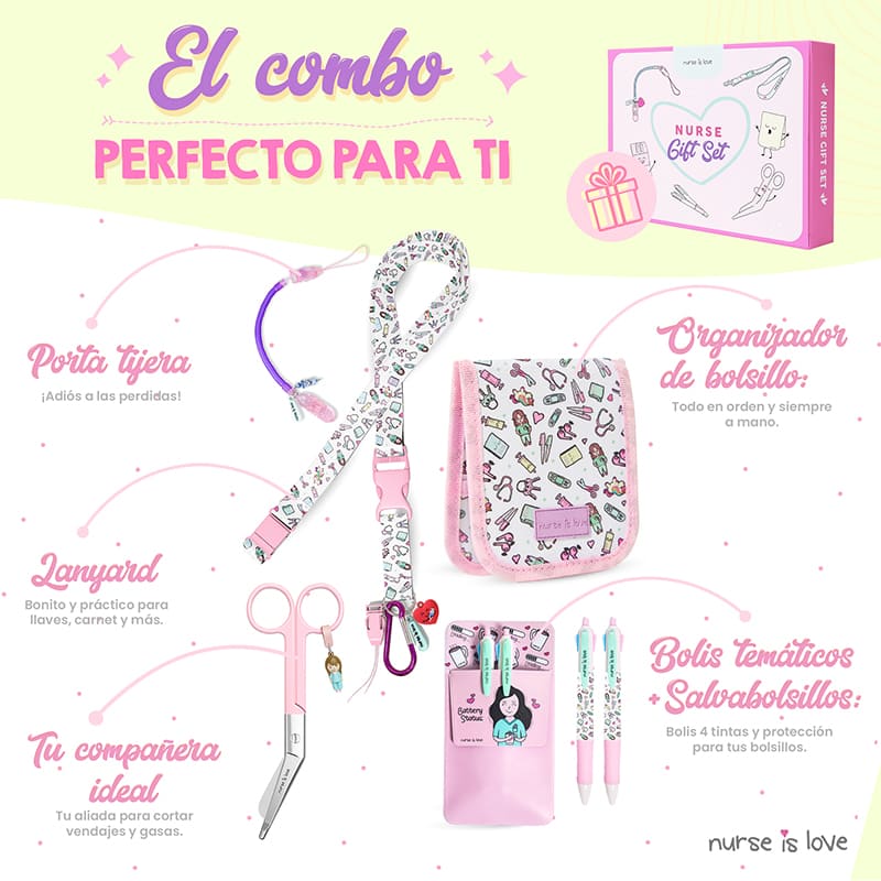 Set de Enfermera Rosa con Tijera Pico de Pato