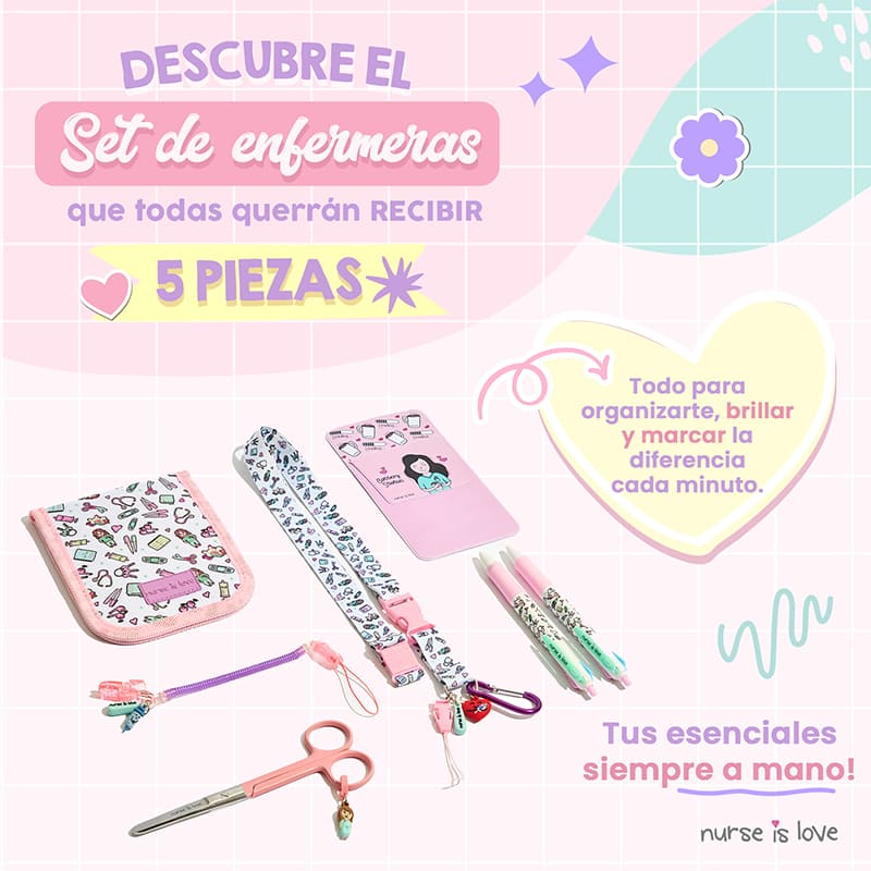 Set de Enfermera Rosa con Tijera Recta