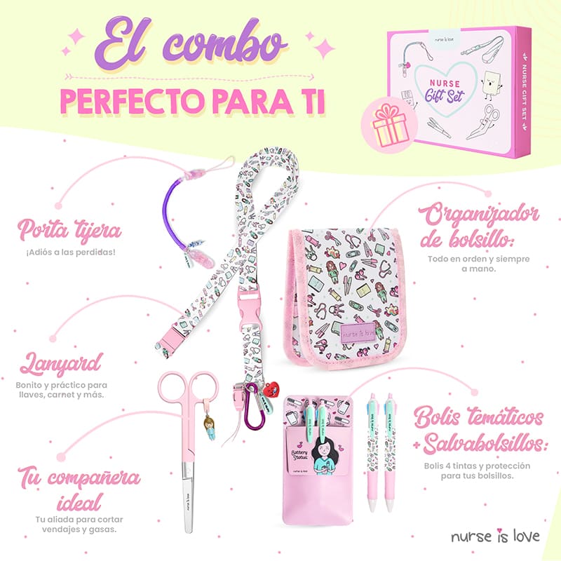 Set de Enfermera Rosa con Tijera Recta