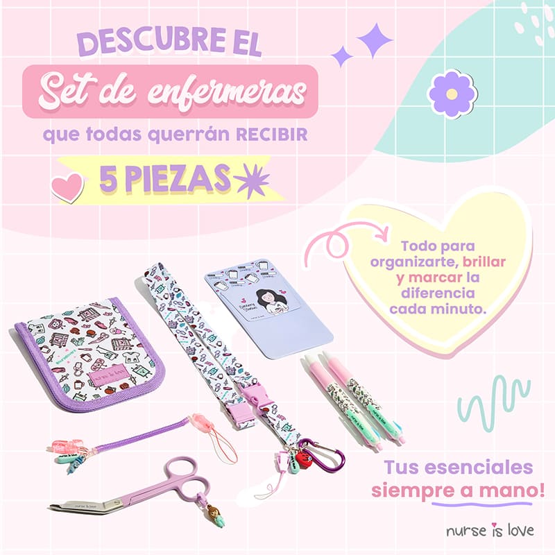 Set de Enfermera Morado con Tijera Pico de Pato