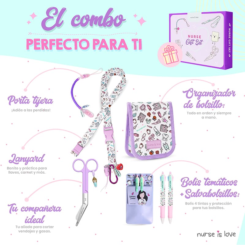 Set de Enfermera Morado con Tijera Pico de Pato