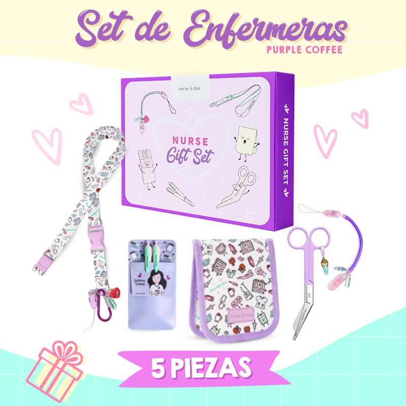 Set de Enfermera Morado con Tijera Pico de Pato