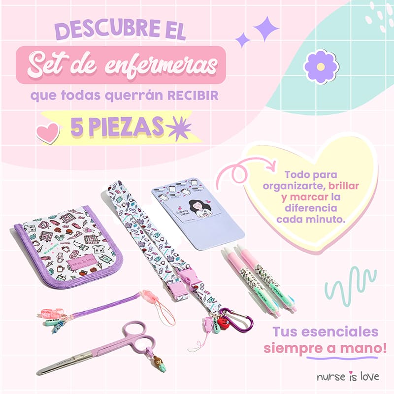 Set de Enfermera Morado con Tijera Recta